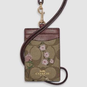 Coach ID Badge Holder In Signature Canvas With Wildflower Print